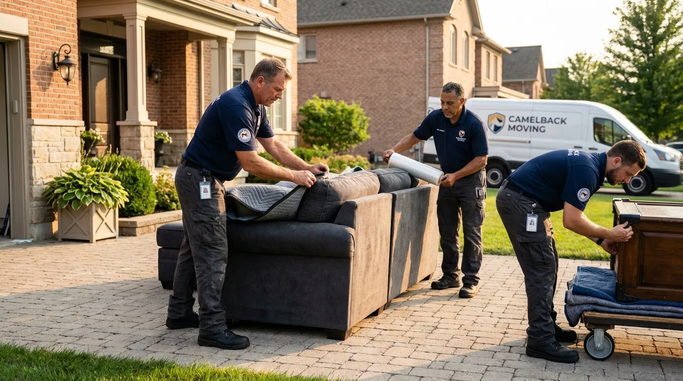 Large estate moving crew wrapping furniture in Pevely, MO